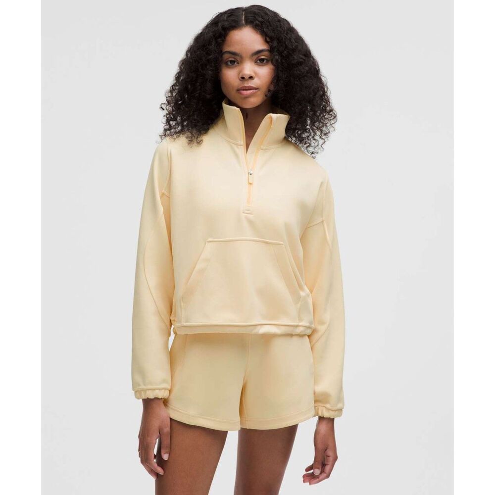 Lululemon Brushed Softstreme Half Zip Butter Cream Size 2 Flaw